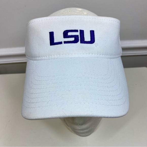 Nike Dri-Fit LSU‎ Tigers Visor Hat Cap White Purple 1 Size Adjustable Fan Wear - Picture 1 of 10